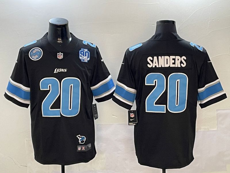 Men Detroit Lions #20 Sanders Black Second generation 2024 Nike Limited NFL Jersey style 5